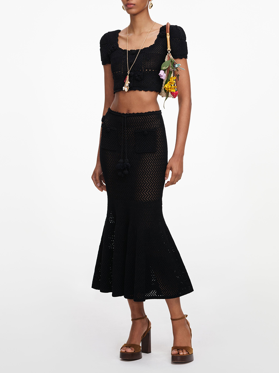 VGH Black 3D Floral Hollow Kni - Summer Clothing Accessories recension och pris
