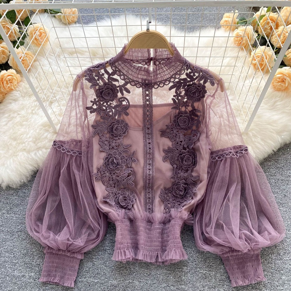 2Pcs/Set Lace Puff Long Sleeve - Summer Clothing Vintage recension och pris