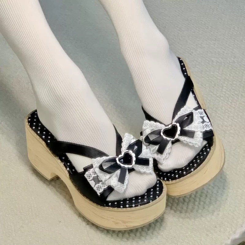 Sweet Bow Wood Grain Thick Bot - Summer Clothing Accessories recension och pris
