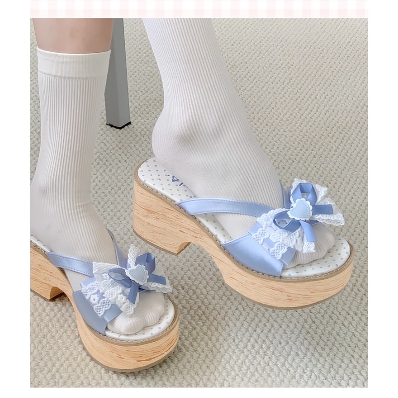 Sweet Bow Wood Grain Thick Bot - Summer Clothing Accessories recension och pris