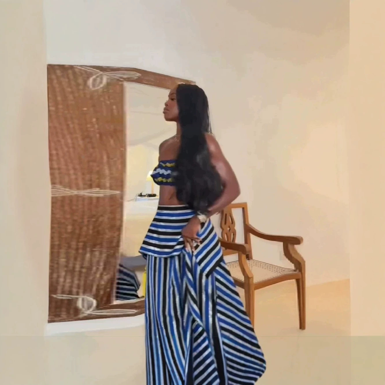 Wind-striped Strapless Dress S - Summer Clothing Accessories recension och pris