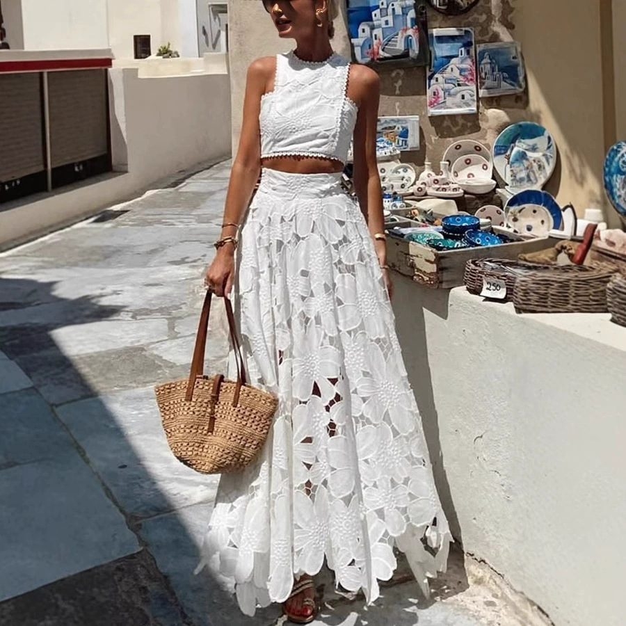 Women's White Floral Lace Embr - Summer Clothing Accessories recension och pris