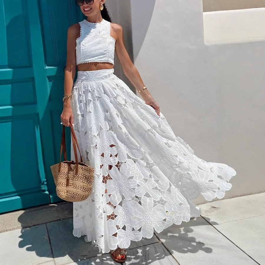 Women's White Floral Lace Embr - Summer Clothing Accessories recension och pris